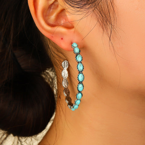 Tan Suede Feather Earrings with Turquoise Chunks