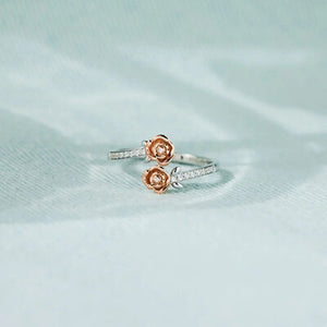 Rose Shape Inlaid Zircon Bypass Ring