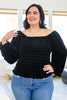 Believe In Miracles Smocked Velvet Top In Black esb