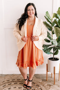 12.18 Apricot Smocked Dress With Eyelet Detail Flutter Sleeve