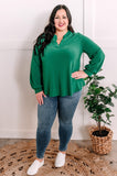 1.12 Gabby Front Long Sleeve Top In Kelly Green