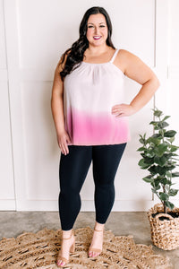 2.12 Lace Sleeveless Top In Pink Ombre With Crochet Trim