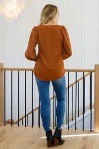 Enjoy This Moment V Neck Blouse In Toffee