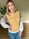 1.08 Contrasting Sleeve Sweatshirt Top  In 70's Color Block