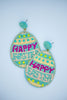 Happy Easter Egg Seed Bead Earrings in Mint Green