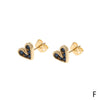 CZ Diamonds Hearts Dainty Stud Earrings - Navy