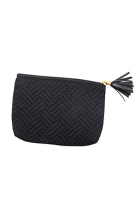 Quilted Travel Zip Pouch in Black