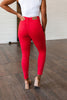 Ruby High Rise Control Top Garment Dyed Skinny Jeans in Red