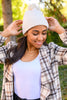 Slouchy Boucle Pom Beanie In Ivory