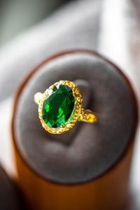 Sophia Emerald Oval Cut Gold Ring