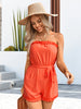 Frill Trim Belted Strapless Romper