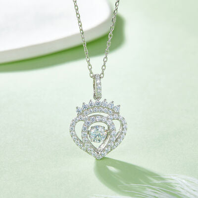 1 Carat Moissanite 925 Sterling Silver Heart Shape Necklace