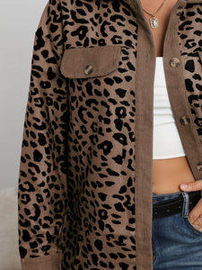 Full Size Leopard Buttoned Jacket
