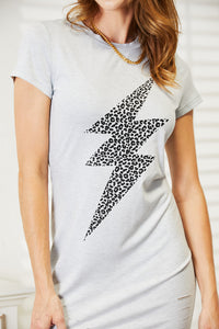 Leopard Lightning Graphic Tee Dress