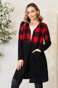 Plaid Open Front Cardigan