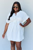 Out Of Time Ruffle Hem Dress with Drawstring Waistband in White