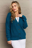 Kiss Me Tonight Full Size Button Down Cardigan in Teal