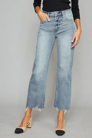 Suki Mid Rise Sequin Patch Tapered Jeans