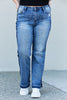 Judy Blue Two-Tone Raw Hem Slit Jeans