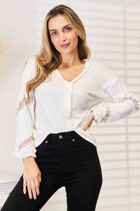 V-Neck Dropped Shoulder Blouse