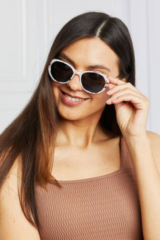 UV400 Rhinestone Trim Cat-Eye Sunglasses