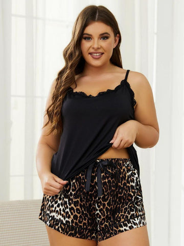 Leopard Lip Graphic Top and Shorts Lounge Set