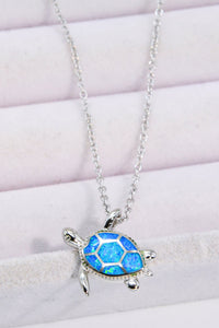 Opal Turtle Pendant Chain-Link Necklace