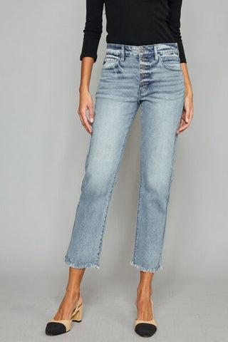 Judy Blue Tummy Control Garment Dyed Wide Crop Jeans