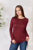 Drawstring Round Neck Long Sleeve Top