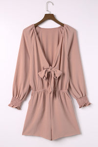 Tied Flounce Sleeve Plunge Romper