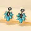 Faux Turquoise Flower Earrings