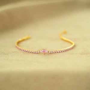 Heart Shape Inlaid Zircon 18K Gold-Plated Bracelet