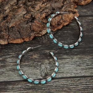 Faux Turquoise C-Hoop Earrings