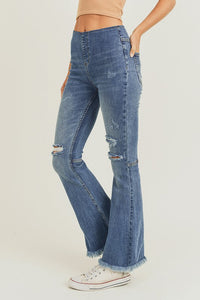 ESB Distressed Elastic Waistband Vintage Flare Risen Jeans