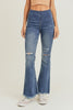 ESB Distressed Elastic Waistband Vintage Flare Risen Jeans