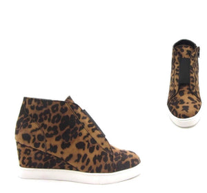 Leopard Wedge Sneakers
